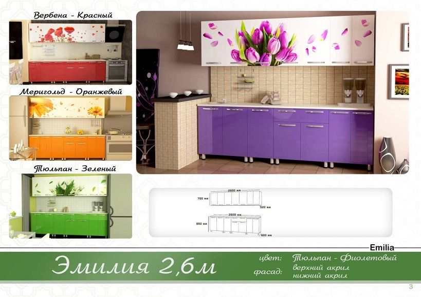 Кухонный гарнитур Эмилия 2,60м